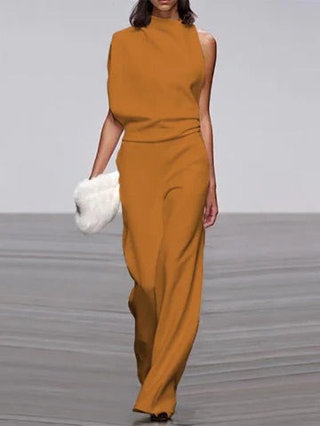 Women's wide-leg jumpsuit one-piece flattering silhouette for spring summer day-to-night versatile look