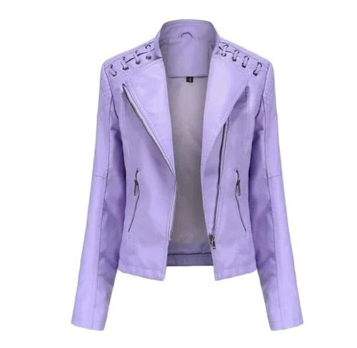 Women's vintage brown leather jacket tailored fit structured silhouette modern everyday chic
