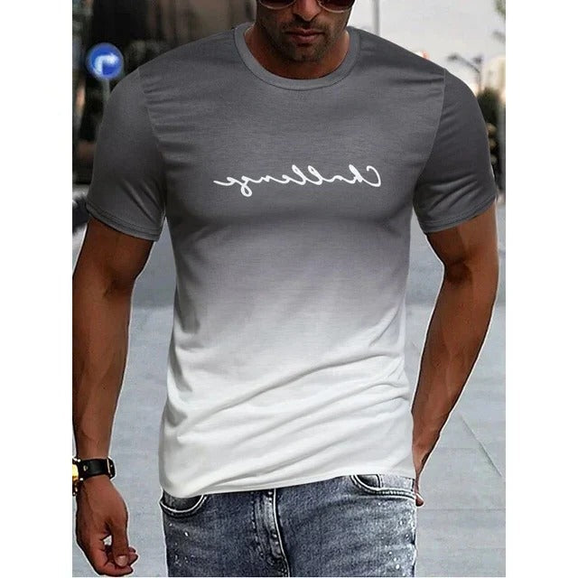 Men's black to red ombre gradient short sleeve T-shirt with regular fit casual everyday style