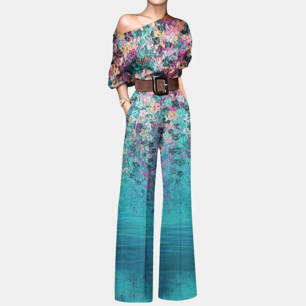 Women's black off-shoulder formal jumpsuit elegant one-piece with comfortable wide-leg fit