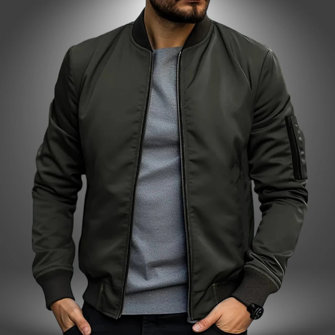 Wavlynn men's navy bomber jacket classic silhouette ribbed cuffs versatile office to weekend style