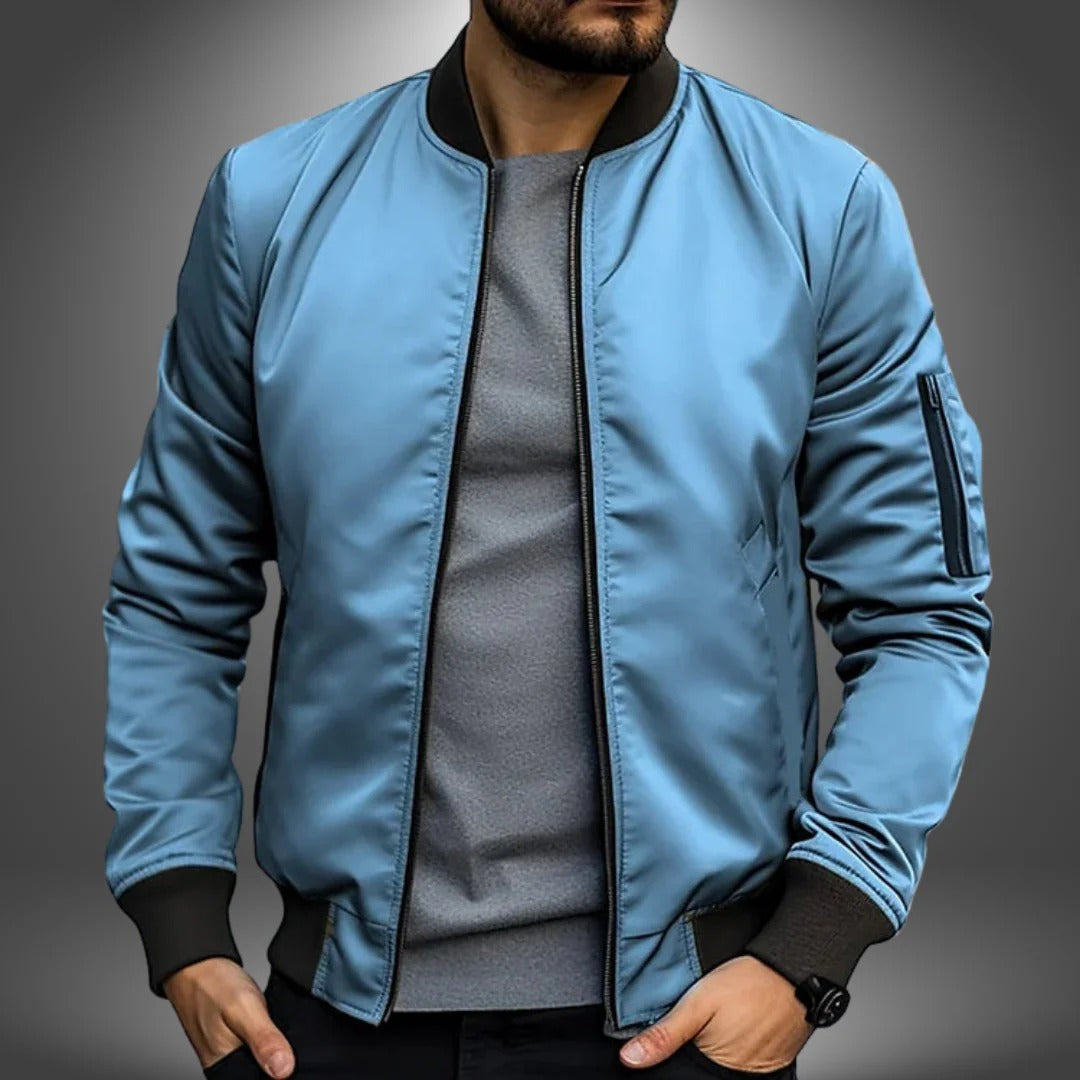 Wavlynn men's navy bomber jacket classic silhouette ribbed cuffs versatile office weekend wear