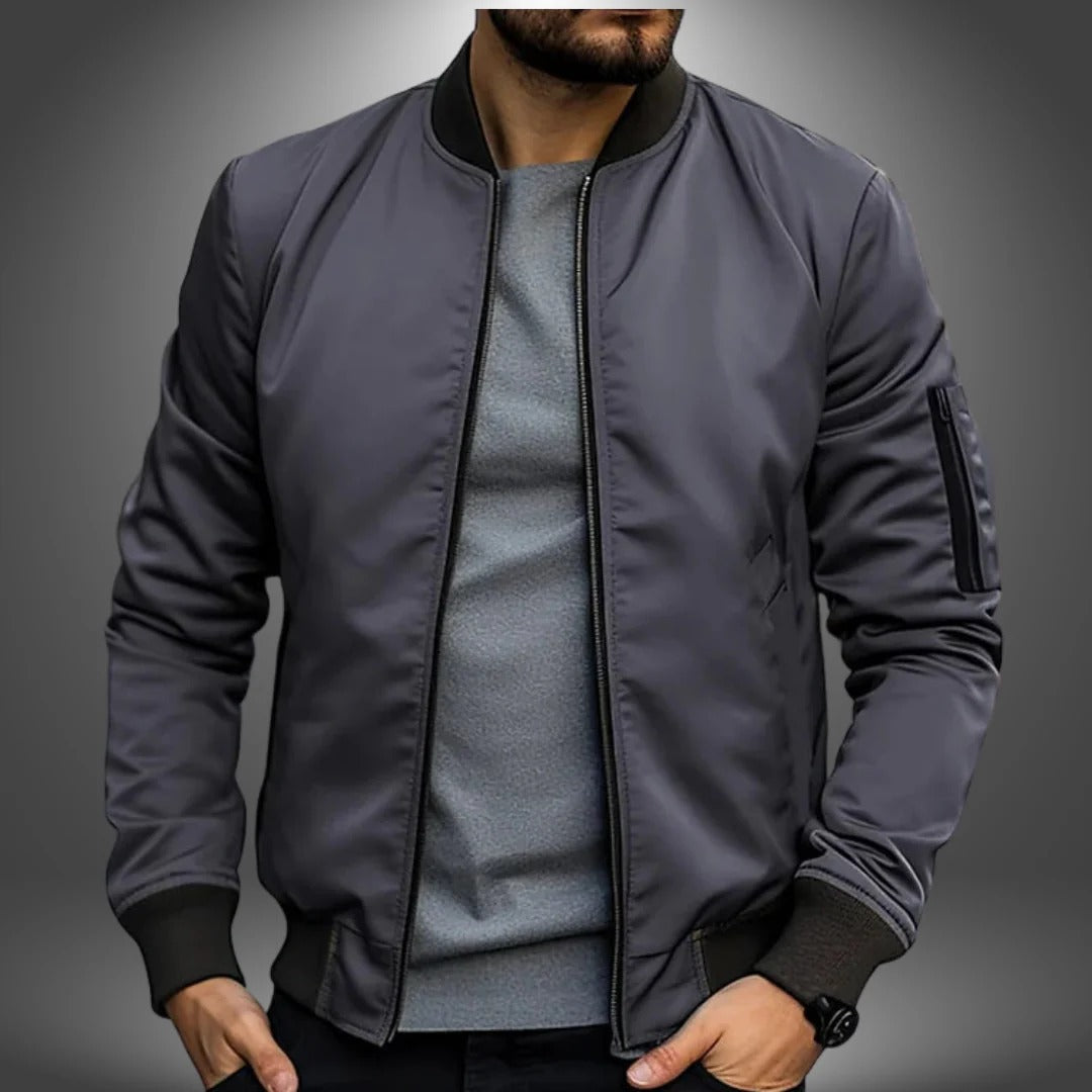 Wavlynn men's navy bomber jacket, classic silhouette, versatile office-to-weekend polished style