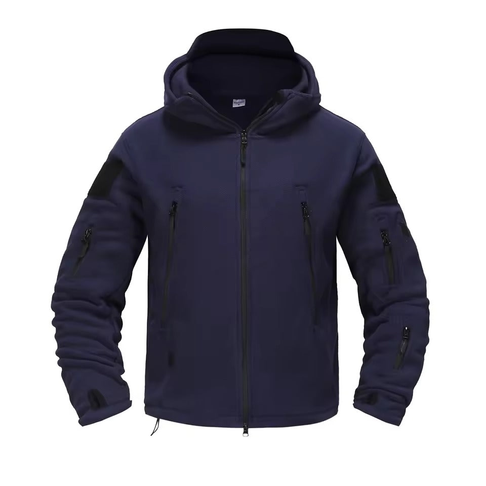 Men's thermal fleece jacket rugged outdoor winter wear with 7-pocket design in cold-weather ready build