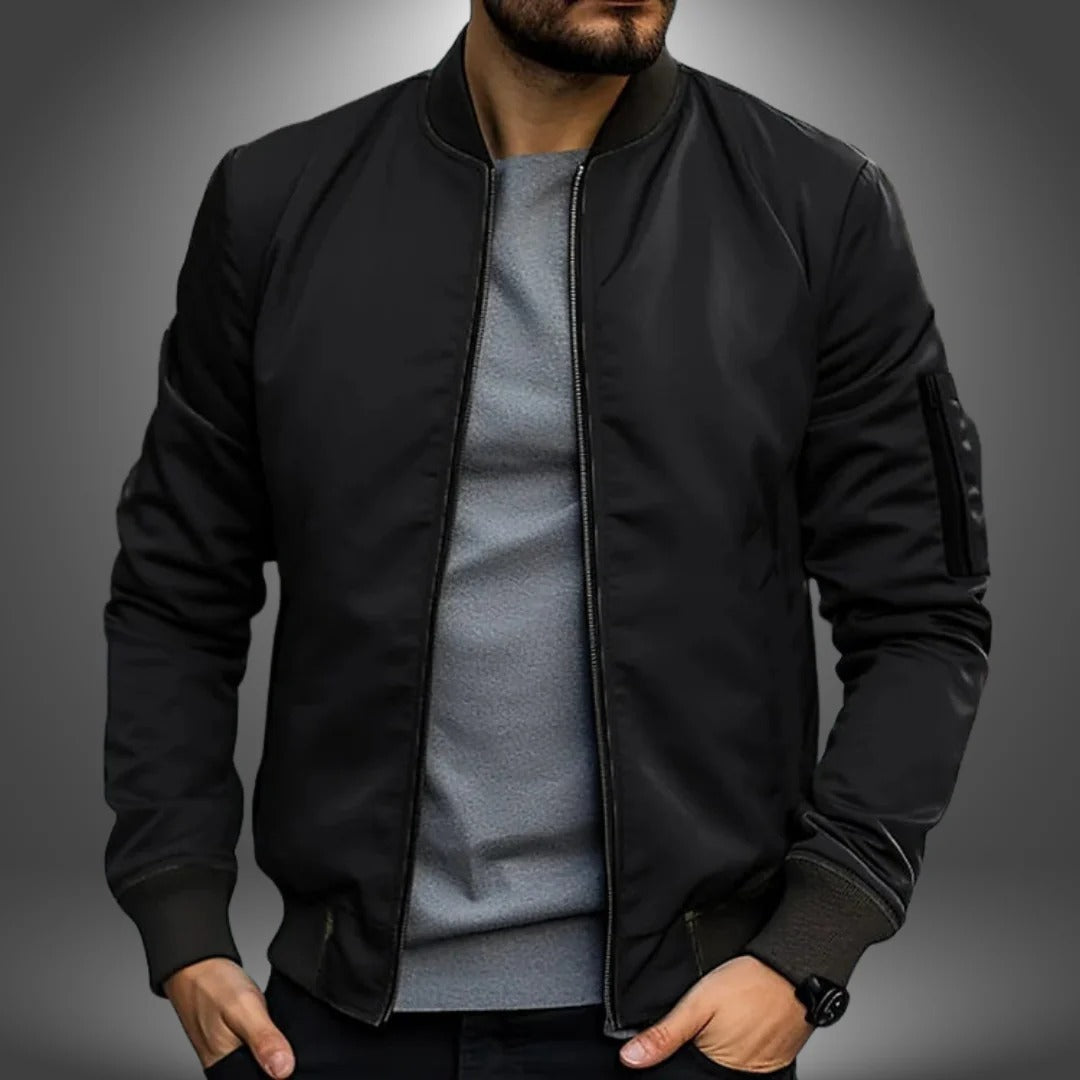 Wavlynn men's navy bomber jacket slim silhouette ribbed cuffs office-to-weekend versatile layer