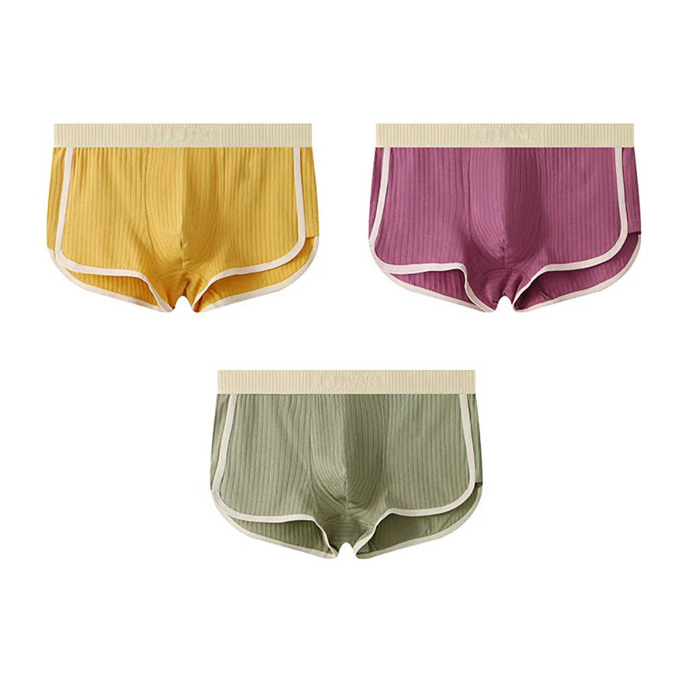 Men's ribbed knit boxer briefs 4-pack breathable mesh panels multicolor cotton comfort underwear