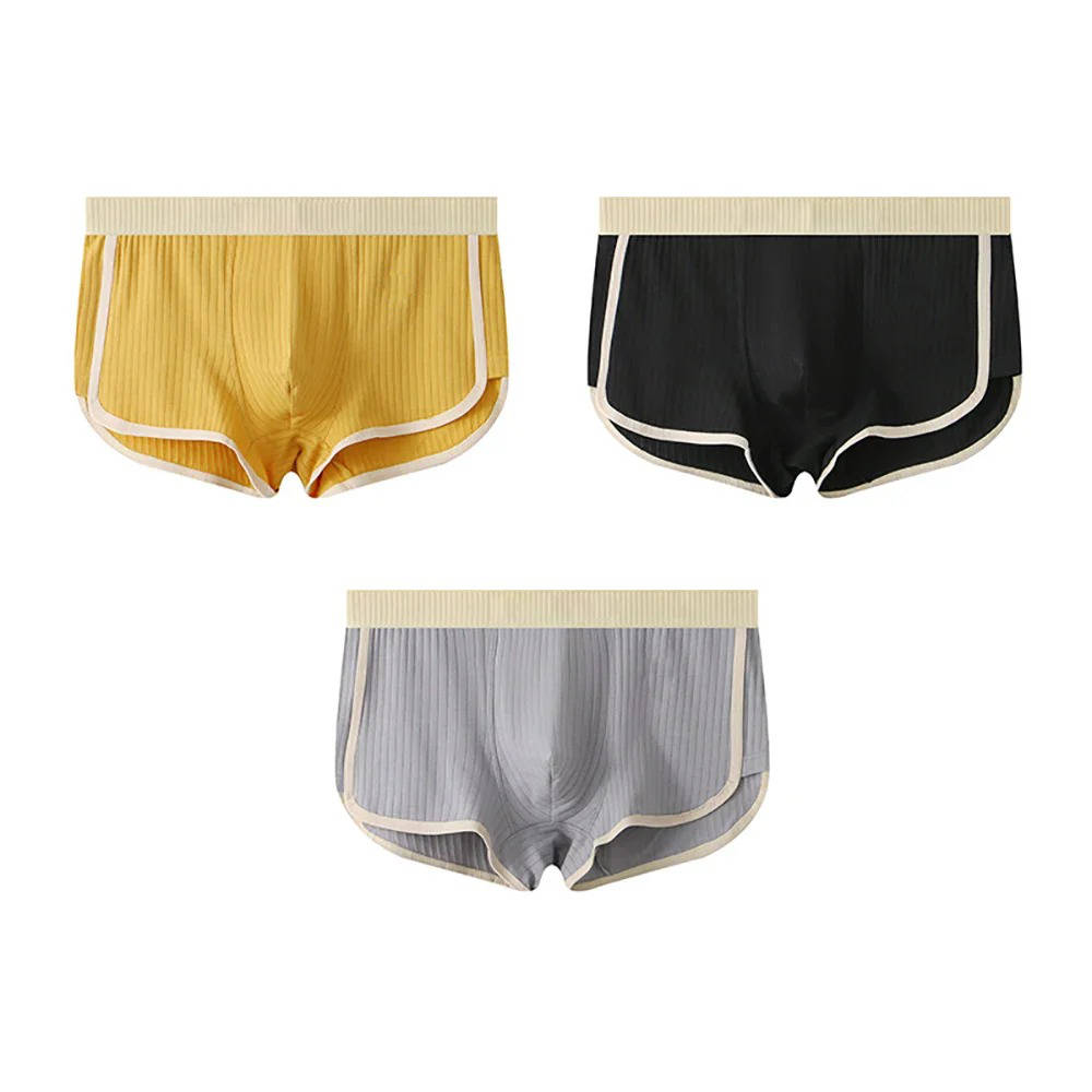 Men's gray ribbed knit boxer briefs 4-pack with mesh ventilation panels for breathable all-day comfort