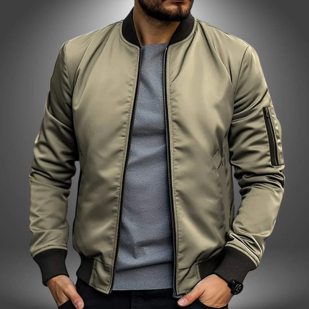 Wavlynn men's navy bomber jacket classic silhouette ribbed cuffs versatile office-to-weekend style