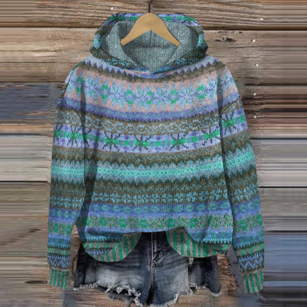 Judy relaxed-fit pullover hoodie with ribbed details, cozy knit-like texture for cool weather