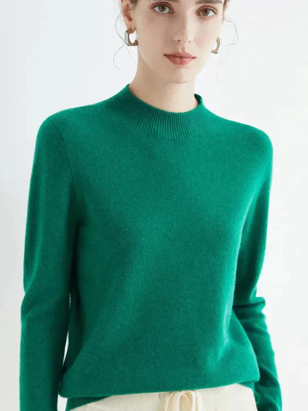 Women's wool blend pullover sweater cozy regular fit long sleeve ribbed crew neck