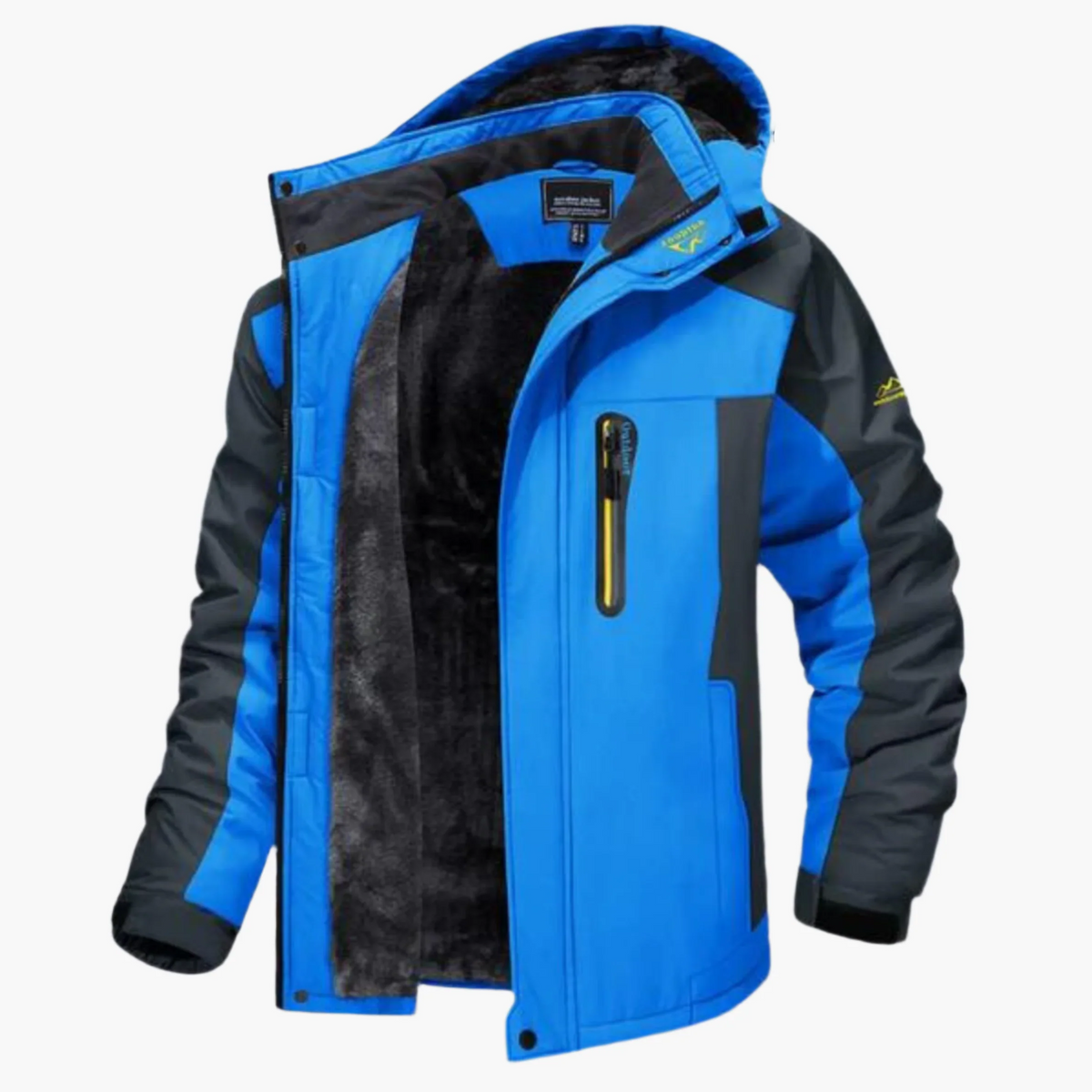 Men's casual fit mid-length outdoor jacket waterproof hooded fleece lined for transitional weather