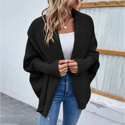 Women's oversized open-front chunky knit cardigan with long sleeves, cozy relaxed fit
