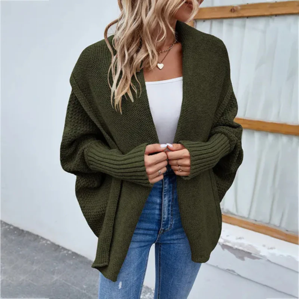 Women's oversized open-front chunky knit cardigan with long sleeves, cozy relaxed fit