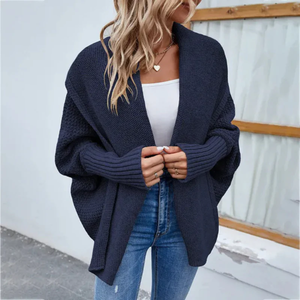 Women's oversized open-front chunky knit cardigan with long sleeves, cozy relaxed fit