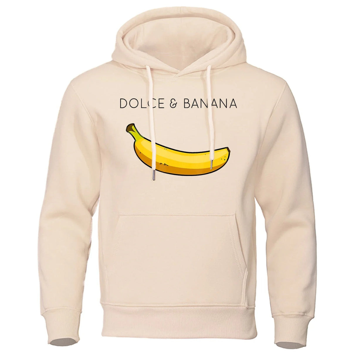 Men's relaxed-fit cotton-blend hoodie with banana graphic print, drawstring hood, and front pocket