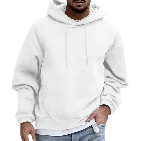 Men's oversized gray cotton hoodie relaxed fit with kangaroo pocket and drawstring hood
