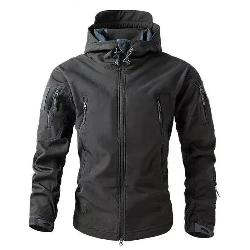 Men's water-resistant regular fit jacket by Wavlynn Hood, modern urban style with practical pocketing