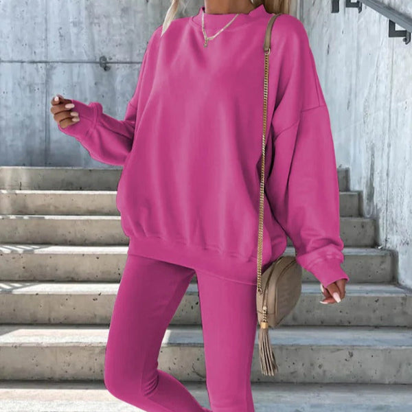 Women's oversized crew neck sweatshirt soft cotton blend with ribbed cuffs and hem relaxed fit