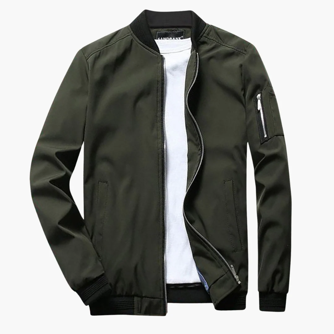 Men's lightweight bomber jacket in versatile style with zip sleeve pocket and ribbed hem cuffs