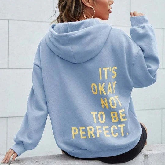 Women's oversized hoodie casual cotton blend long sleeve with bold back graphic print