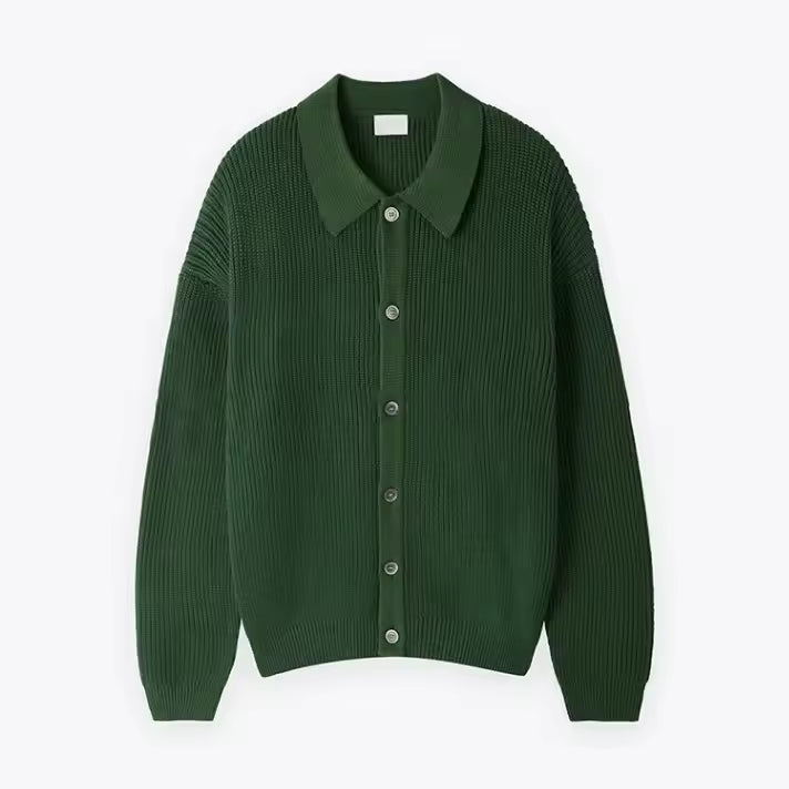 Men's oversized wool blend button-front cardigan sweater in casual relaxed fit for layering