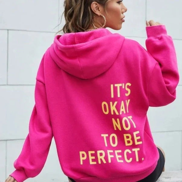 Women's oversized hoodie cozy cotton blend casual long sleeve with bold back graphic print