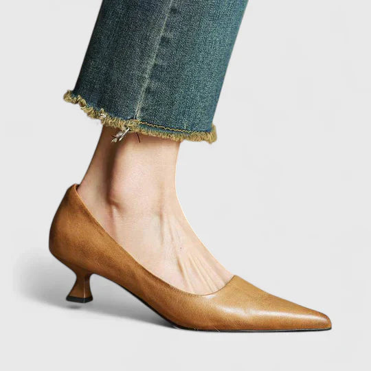 Vera burgundy pointed toe slingback kitten heels with sleek minimal design for women