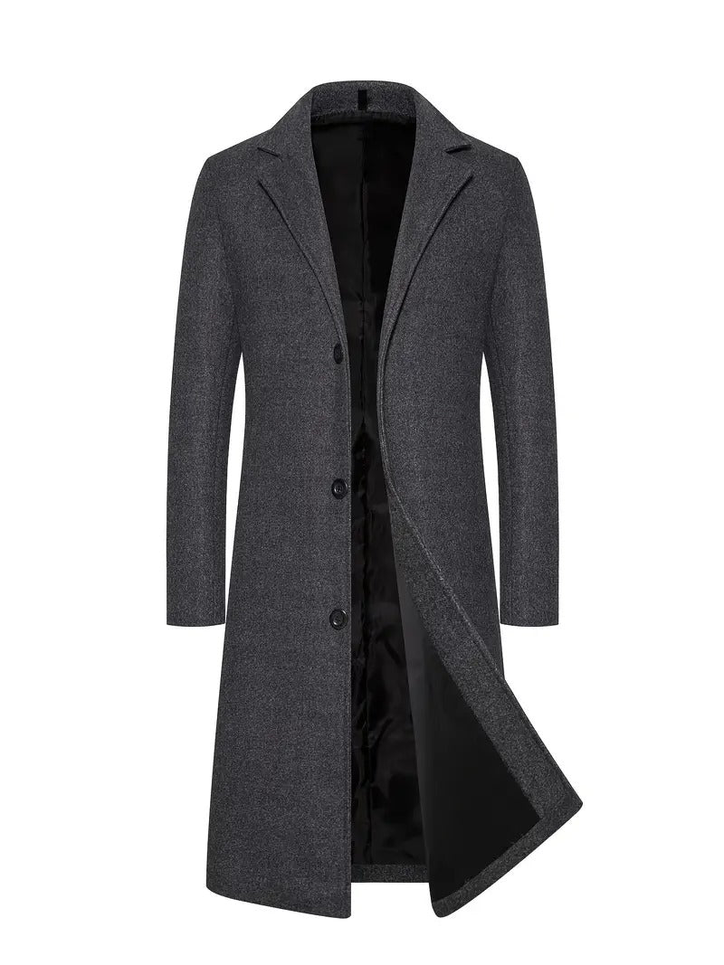 Wavlynn men's camel wool topcoat mid-length classic silhouette with timeless elegance for work