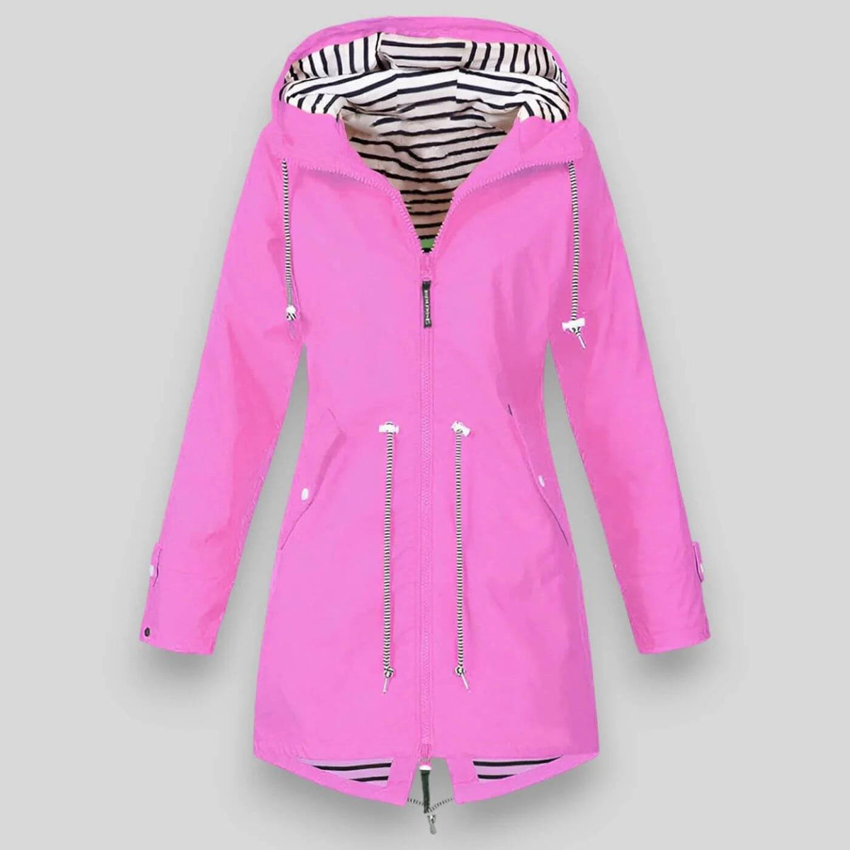 Women's lightweight waterproof rain jacket with hood, packable design for daily commute and outdoor wear
