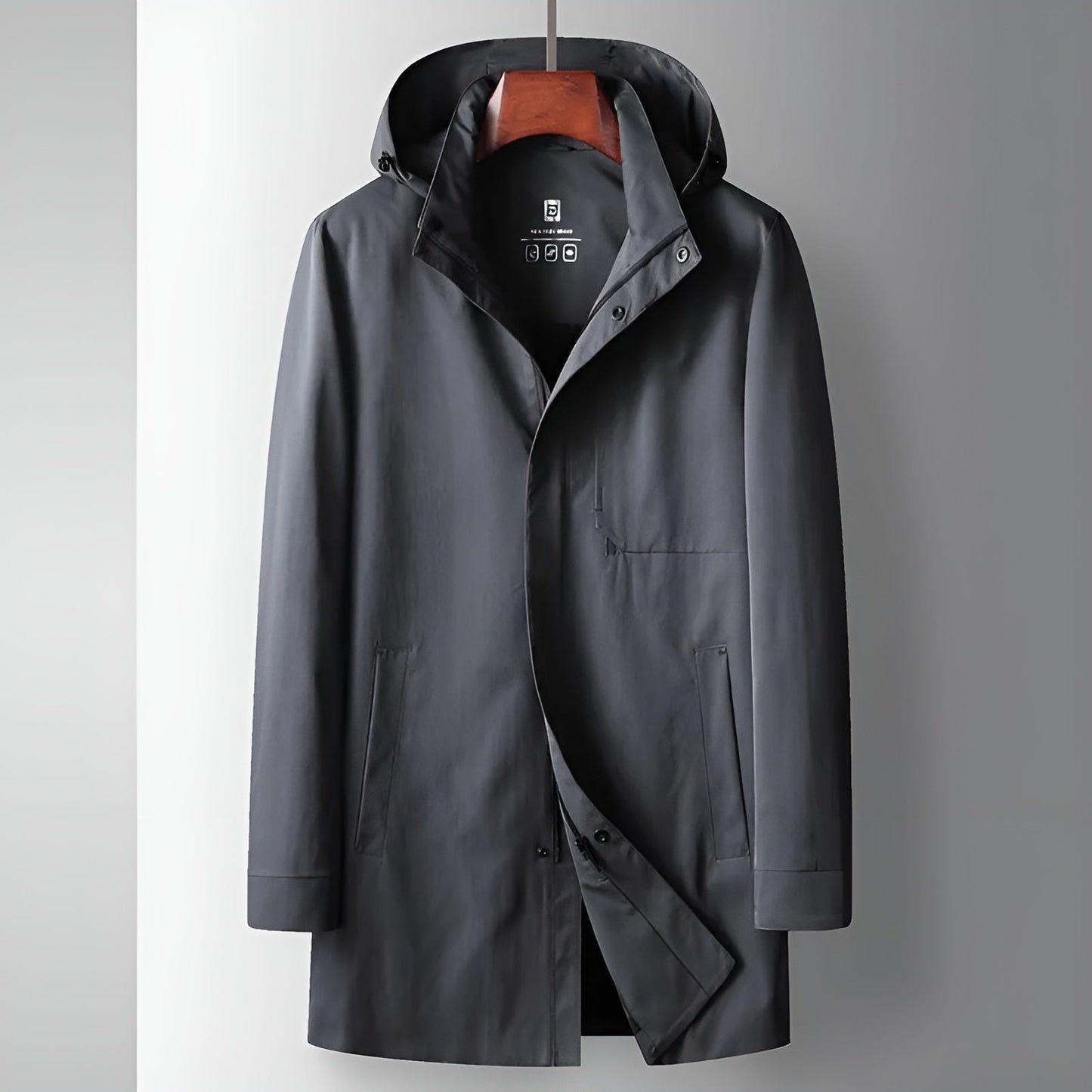 Lucca water-resistant 3/4 windbreaker jacket with detachable hood, insulated urban style