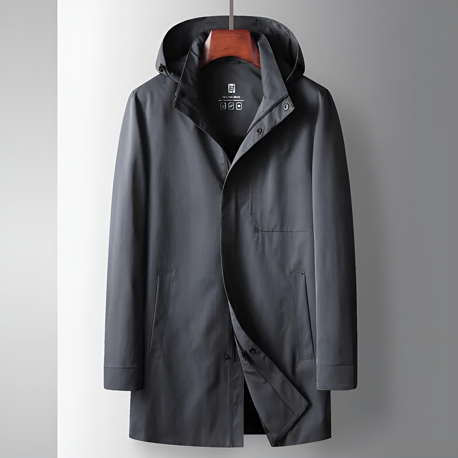 Lucca water-resistant 3/4 windbreaker jacket with detachable hood, insulated urban style