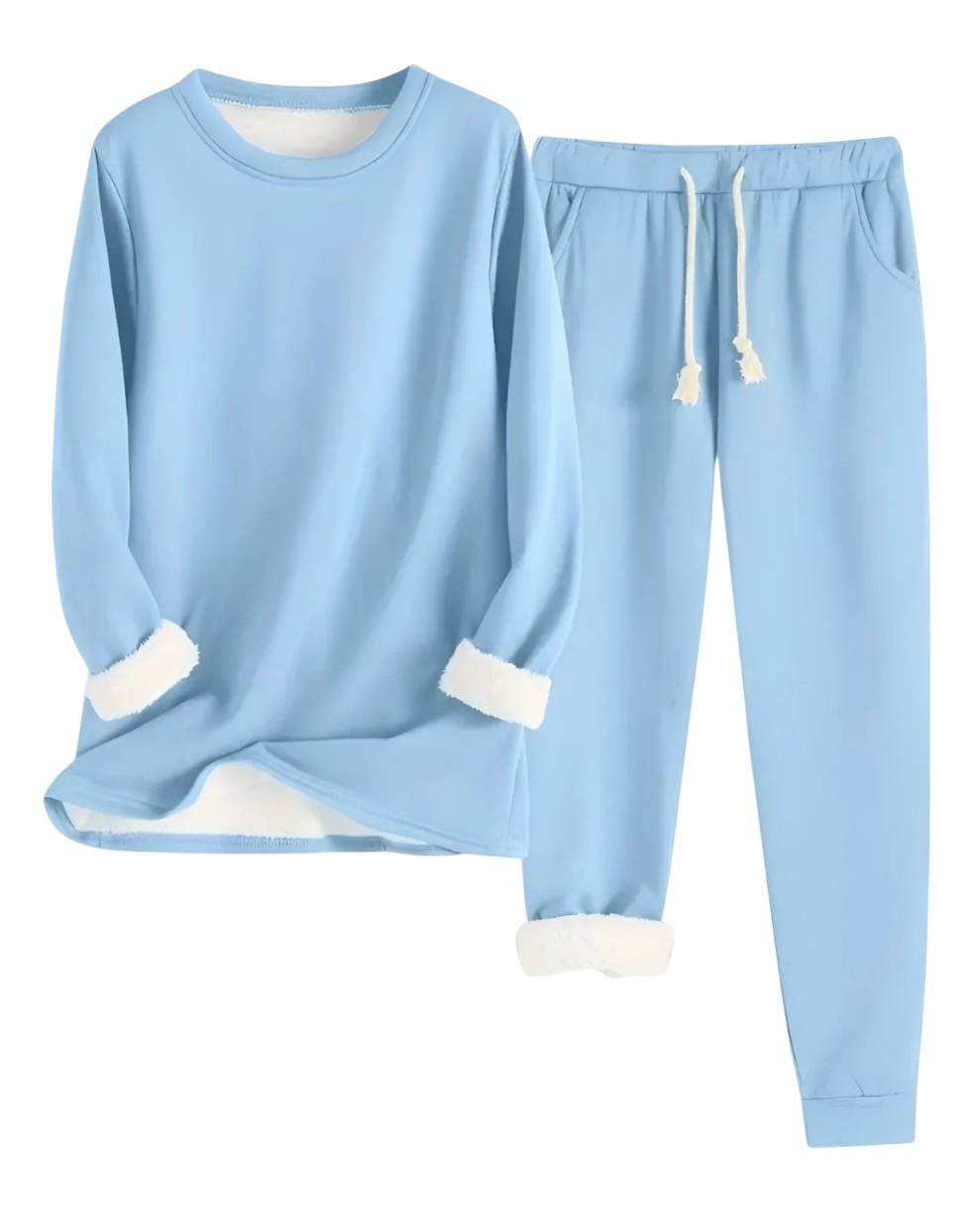 Women's gray fleece-lined sweatsuit two-piece set with relaxed fit and soft brushed interior