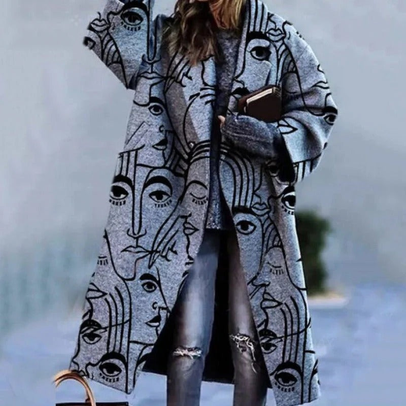 Women's long wool plaid winter coat with button front and deep side pockets, ultra-warm work style