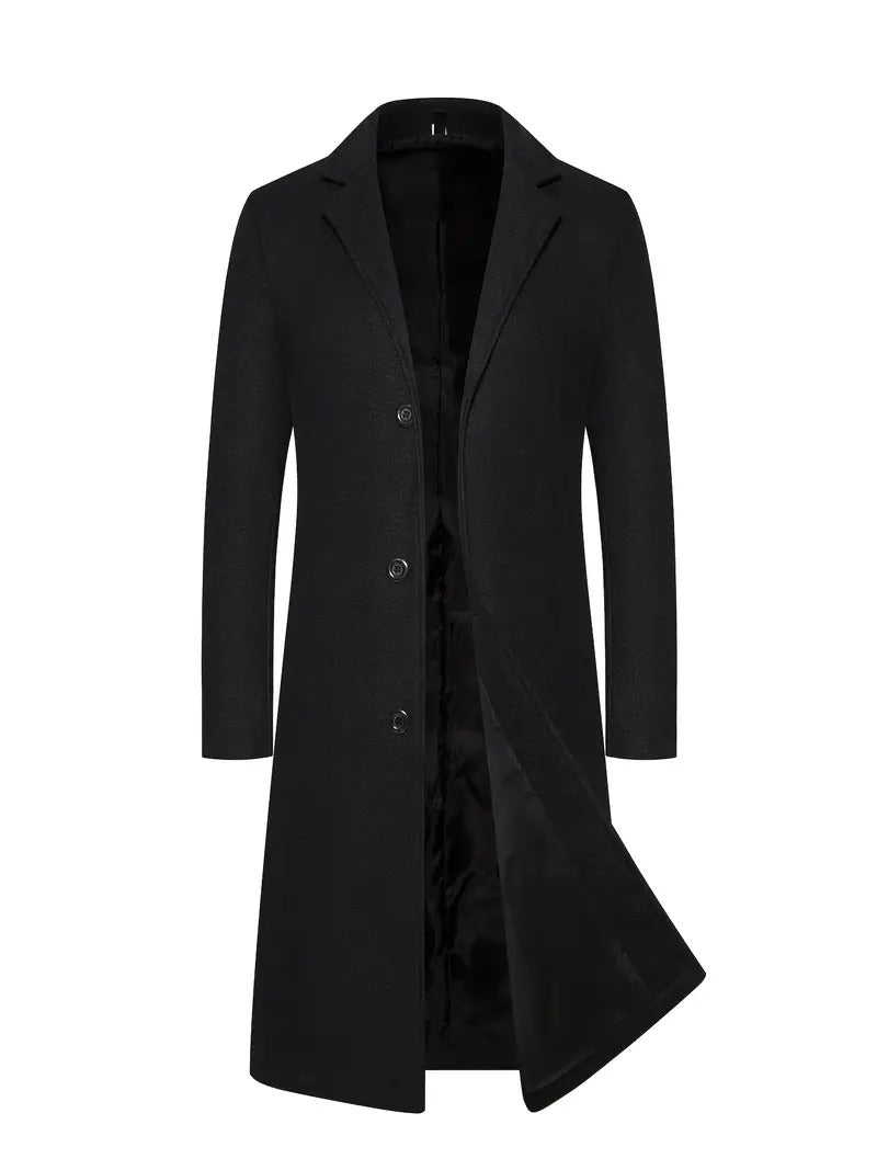 Wavlynn men's camel wool topcoat mid-length classic silhouette with timeless elegant cut