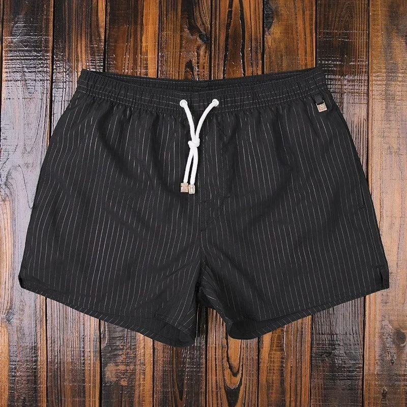 Striped men's swim trunks quick-dry drawstring comfort fit beach shorts by Wavlynn