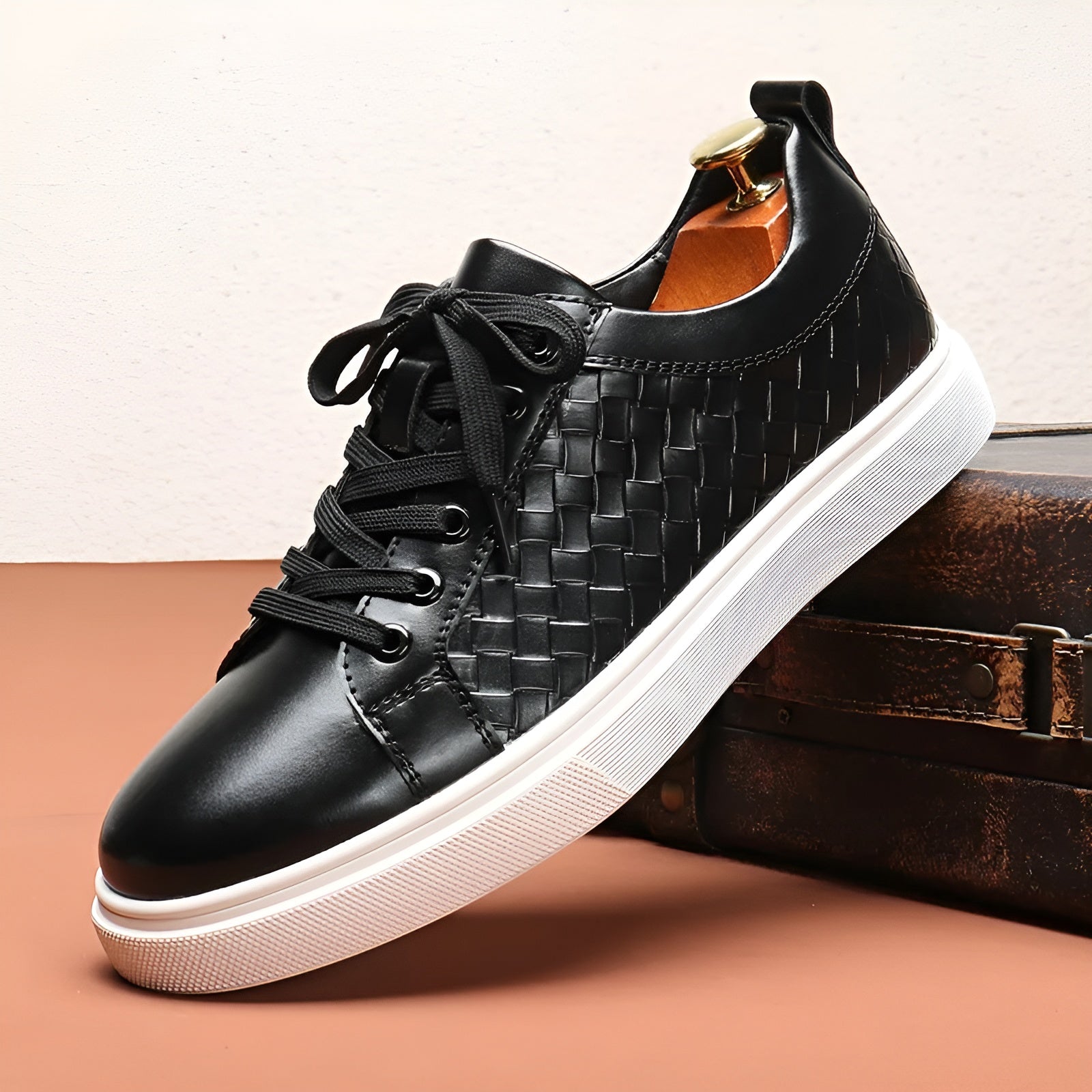 Briar Classic low top men's sneaker buffed faux leather embossed sidewall white outsole casual style