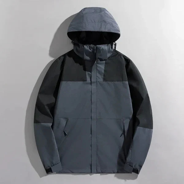 Men's regular fit outdoor jacket water-resistant windproof detachable hood for hiking adventures