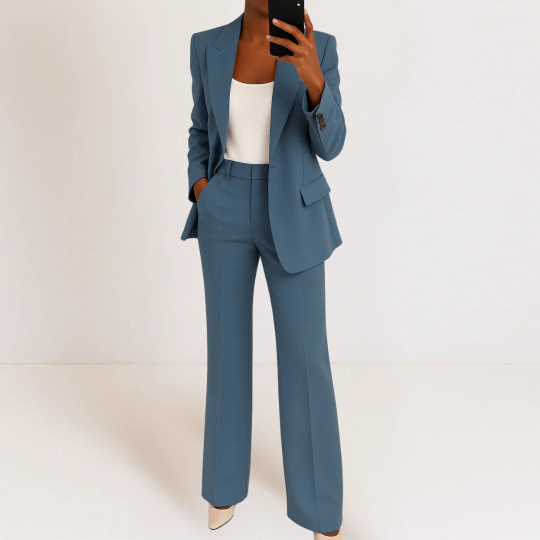 Women's black blazer and pants set slim-fit professional two-piece with breathable lightweight fabric