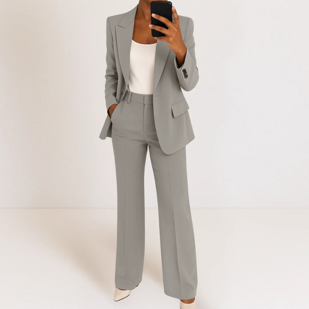 Women's black blazer and pants set tailored two-piece suit for professional office wear