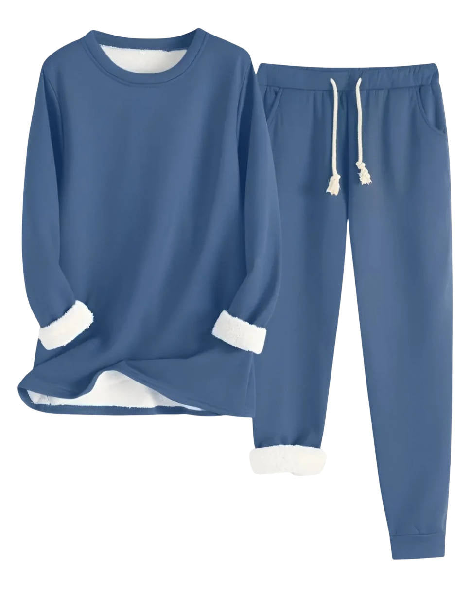Women's two-piece fleece-lined sweatsuit set in casual relaxed fit with brushed interior warmth
