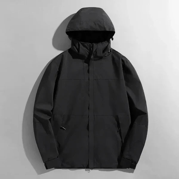 Men's regular fit outdoor jacket water-resistant windproof with detachable hood for hiking adventures