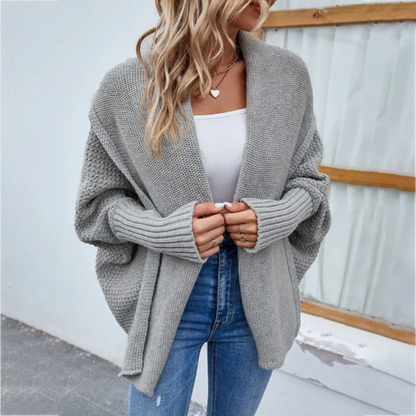 Women's oversized open-front chunky knit cardigan with long sleeves, cozy relaxed fit