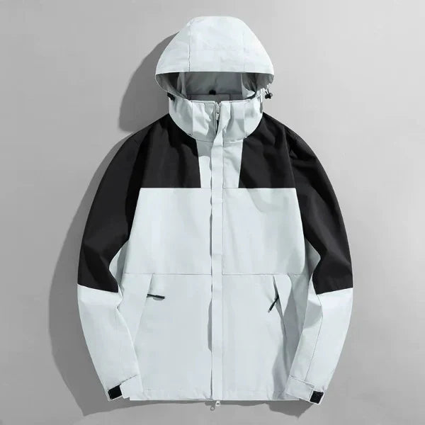 Men's regular fit outdoor jacket windproof water-resistant detachable hood for hiking and camping