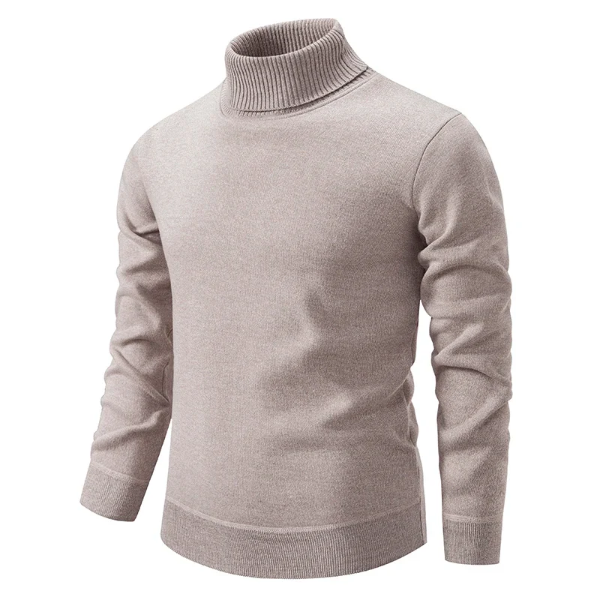 Men's slim fit roll neck cotton pullover with ribbed cuffs and hem in classic knitwear style