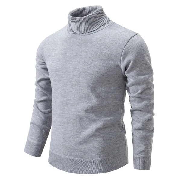 Men's slim fit roll neck pullover cotton knit with ribbed cuffs and hem in classic style