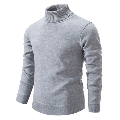 Men black slim fit roll neck cotton pullover with ribbed trim minimalist everyday casual sweater