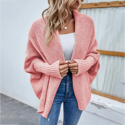 Women's oversized open-front chunky knit cardigan with long sleeves, cozy relaxed fit