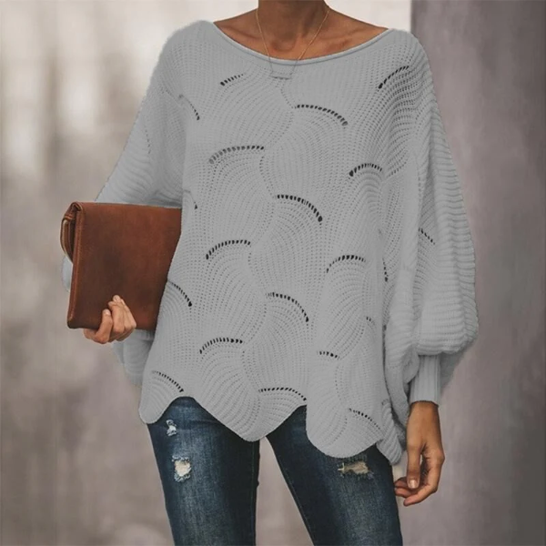Women's wool blend knit sweater relaxed batwing silhouette cozy everyday layering piece