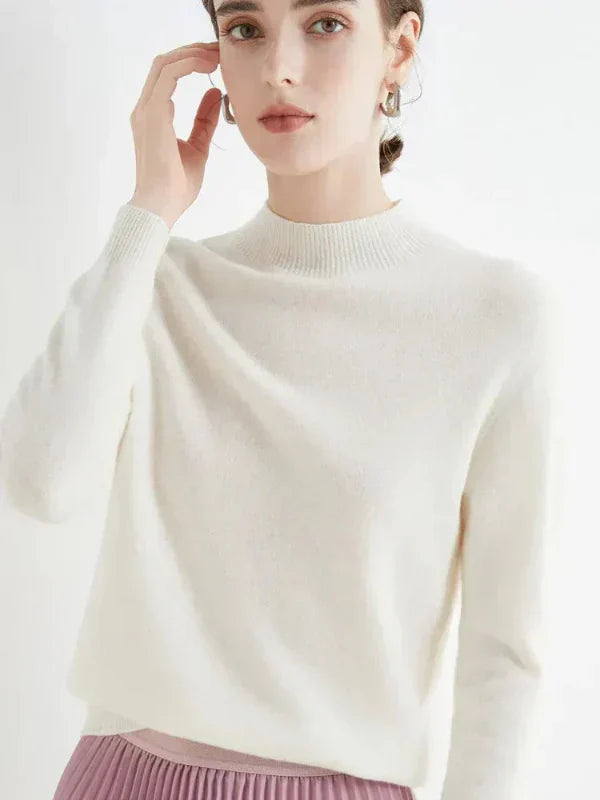 Women's wool blend pullover sweater cozy regular fit long sleeve ribbed crew neck
