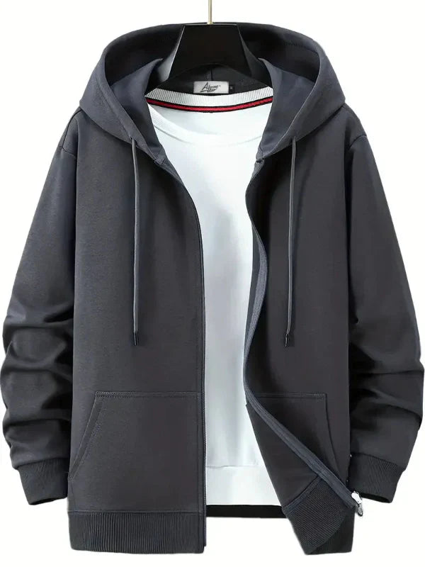 Wavlynn men's full zip hoodie relaxed fit cotton blend with drawstring hood and front pockets